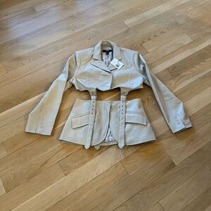 Forever 21 Cream Structured Suit Jacket